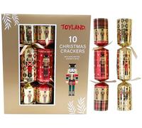 Toyland® Confezione da 10 grandi crackes di lusso senza scatto - Bomboniere per cene - Schiaccianoci e tartan - Decorazione per la tavola di Natale