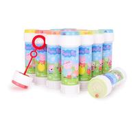Toyland® Confezione da 12 bolle di sapone Peppa Pig con bacchette, soluzione da 60 ml e coperchio a labirinto - Giocattoli per paghette e sacchetti regalo