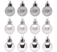 Toyland® Confezione da 12 mini palline d'argento di lusso da 30 mm - Decorate lucide, opache e glitterate - Decorazioni per l'albero di Natale - Accessori festivi