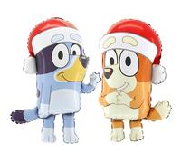 Toyland® Confezione da 2 - Palloncini in foil natalizi Bluey da 32" - 1 x Bluey e 1 x palloncini in foil a forma di personaggio Bingo