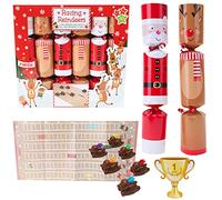 Toyland® Confezione da 6 Divertenti Cracker Natalizi con Babbo Natale ed Elfo con Figura di Renna per Correre al Gioco dell'officina di Babbo Natale