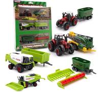 Toyland® Confezione da 6 trattori agricoli e attrezzi in metallo pressofuso - Circa 5 cm - 4 modelli assortiti - 1 scelto a caso
