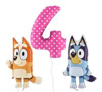 Toyland® Confezione di palloncini Foil Bluey e Bingo - 2 palloncini con personaggi da 32 "e 1 palloncino con numeri spotty da 40" - Decorazioni per feste per bambini