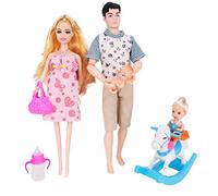 Toyland® Doll Family Playset - Daddy, Mummy, Toddler & Baby Bump - Giocattoli per ragazze