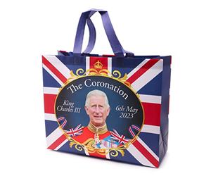 Toyland® King Charles III Union Jack Coronation Borsa per la spesa impermeabile riutilizzabile 42 x 34 cm - Accessori per l'incoronazione del re - Souvenirs britannici