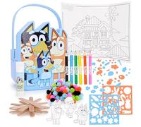 Toyland® Set di attività con secchiello per pasta Bluey da 17 pezzi: 4 pezzi di pasta, 3 taglierini, 1 rullo, 4 timbri, 3 schermi di gioco cancellabili e 1 secchiello - Giocattoli per arti e mestieri