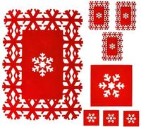 Toyland Set di tappetini in feltro rosso con fiocchi di neve, colore: rosso