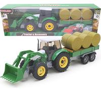 Toyland® Set trattore e rimorchio in scala 1:32 - Giocattoli per bambini (Verde)