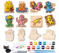 Toylink 12 Pezzi DIY Magneti da Frigorifero in Legno Kit Creativo Bambini, Attività Manuali con Formine in Legno & Magneti & Colori, Creatività per Bambina Bambino Compleanno (Dinosauri)