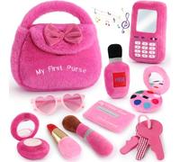 Toylink Borsetta per Bambina con Accessori La Mia Prima Borsa Set con Trucchi Giocattolo Telefono Chiave Carte di Credito Gioco di Finzione Regalo di Compleanno per Bambina 2 3 4 5 Anni