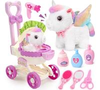 Toylink Elettronico Unicorno Giocattolo per Bambini Animali Giocattolo Interattivi Unicorno Giocattolo Cammina con Passeggino Giocattoli Prima Educazione Regalo di Compleanno per Ragazze