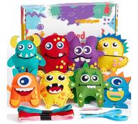 Toylink Kit Cucito in Fieltro per Bambini, Kit Lavoretti Creativi per Bambini con 12 Feltro & Fili da Ricamo & Aghi di Plastica, Fai Da Te Regalo Bambina Bambino 6 7 8 9 10 Anni (Mostri)