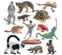 TOYMANY 12 statuette di animali del Madagascar, giocattolo realistico, animali in plastica, giungla selvatica, giocattolo educativo, decorazione per torta, per giocare o come decorazione per le