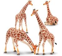 TOYMANY Set di 4 giraffe per la famiglia di animali, safari, giraffe realistiche, giocattoli della giungla, animali in plastica, zoo giungla foresta selvaggia, per giocare o come decorazione