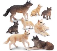 TOYMANY Set di 8 statuette di animali di lupo Safari, personaggi di animali della giungla, animali in plastica, zoo fattoria, giungla foresta selvaggia, per giocare o come decorazione per bambini