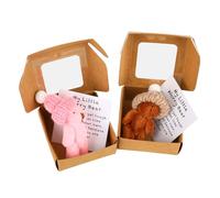 TOYMIS 2 Il Confezione Mio Piccolo Orsacchiotto Anti-Angoscia di Peluche, Piccolo Orso in una Scatola con Cartolina Peluche Abbracci Tascabile Mini per Amici Famiglia Colleghi & Bambini