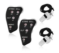 TOYMIS 2pz Indicatori Arbitri Baseball e 2pz Fischietti con Cordino, 4 Ruote Clicker per Arbitri di Baseball Registrazione di Strike Palle Out & Inning e Fischietti per Allenatori Softball