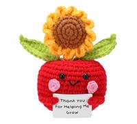 TOYMIS Bambola Mela Girasole Positiva, Mela e Girasole All'Uncinetto con Biglietto Motivazionale Pianta Emozionale per Decorare la Scrivania Regalo per Insegnanti e Amici