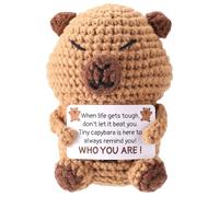 TOYMIS Capibara Uncinetto Positivo, 9x7x7cm Capibara Fatto a Mano Lavorato a maglia con Biglietto di Incoraggiamento Supporto Emotivo Animali All'Uncinetto per Amici e Familiari