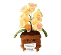 TOYMIS Fiori All'Uncinetto Positivo, Mughetto All'Uncinetto Fiori Positivo Piante Uncinetto Pianta Positiva Supporto Emotivo per Regalo Ispiratore Casa Ufficio Auto Decorazione(Giallo)