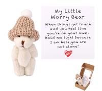 TOYMIS Orsetto in Scatola con Cappello, Mini Orsetto di Peluche Positivo Fatto a Mano con Biglietto di Incoraggiamento Giocattolo Animale Motivazionale per Famiglia Amici Colleghi Regalo (Bianco)