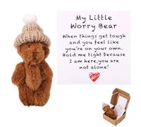 TOYMIS Orsetto in Scatola con Cappello, Mini Orsetto di Peluche Positivo Fatto a Mano con Biglietto di Incoraggiamento Giocattolo Animale Motivazionale per Famiglia Amici Colleghi Regalo (Marrone)