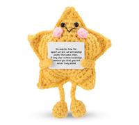 TOYMIS Stella Positiva, Bambola a Forma Stella Ispiratrice Fatta a Mano All'Uncinetto con Gambe Lunghe Divertente Bambola Emozionale Lavorata Maglia Regalo Positivo per Amici Dipendenti Colleghi