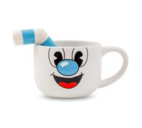 Toynk Cuphead Mugman - Tazza da caffè in ceramica con cannuccia, grande tazza da caffè per tè, espresso, cacao, contiene 590 ml