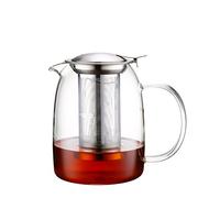 TOYO HOFU Teiera in vetro 1100 ml con filtro in acciaio inox - Teiera in vetro borosilicato resistente al calore con inserto colino, beccuccio antigoccia e coperchio rimovibile, lavabile in