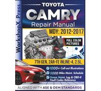 TOYOTA CAMRY 2012-2017 REPAIR MANUAL: Beginner-Friendly DIY Guide for the 7th Gen, 2AR-FE Inline-4, 2.5L Engine, 1000+ Full-Color Repair Illustrations and Step-by-Step Instructions