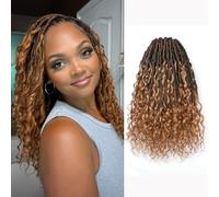 ToyoTress Confezione da 8 ciocche di capelli umani ricci in stile boho, con capelli umani all'uncinetto, 30,5 cm, colore marrone sfumato, fatti a mano, per donne nere, trecce corte all'uncinetto a