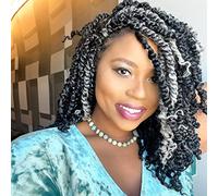 ToyoTress Tiana Passion Twist Hair - 10 Inch 2 Pcs Pre-twisted Crochet Braids Ombre Gray, Pre-looped Synthetic Braiding Hair Extensions (10 Inch, T-Gray-2P)
