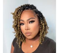 ToyoTress Tiana Passion Twist Hair - 10 Inch 8 Packs Pre-twisted Crochet Braids Ombre Brown, Short Bob Pre-looped Synthetic Braiding Hair Extensions (10 Inch, OT27-8P)