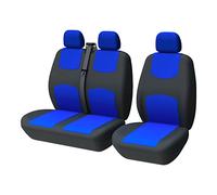 TOYOUN Coprisedili Auto Universali per Furgoni e Camion 3 Posti - per Singoli e Doppi Sedile Anteriore 2+1 - Compatibile Con Gli Airbag - Blu