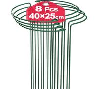 TOYPOPOR Confezione da 8 Pali di Supporto per Piante da 25 x 40 cm, in Metallo, per Piante da Giardino, Semicircolare, per Peonie Ortensie Monstera Rose Sedum Verdure Pomodori, 8 Pezzi