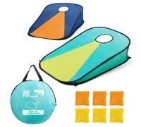Toyrific Summer Fun Pop-Up Cornhole Game Set, Portable Bean Bag Toss Game with C