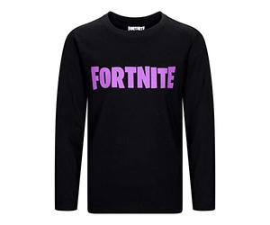 Toys & Gamers Fortnite - Maglietta unisex a maniche lunghe con logo nero e viola, età 10-16 anni, Nero, 11-12 anni