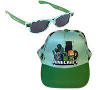 Toys & Gamers Minecraft - Set di occhiali da sole e berretto da sole, colore: azzurro e verde, accessori per bambini