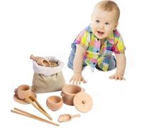 Toys per bidoni sensoriali per bambini, set di 8 pale in legno e pinze di legno, posate giocattoli in legno. Il design compatto sottile motorio di apprendimento per bambini da 3 anni