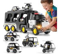 Toys Truck de Transport per 3-6 anni, vigili del fuoco 7 in 1 con suono e luce, giocattolo per bambini, regalo di compleanno, veicoli, forza di attrito giocattolo per ragazzi ragazze 1 2 3 4 5 6 anni