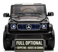 TOYSCAR Auto Elettrica per Bambini Mercedes EQG 63 Concept 12V Ruote in Gomma Full Optional Sedile Pelle,Tappetino, Porte Apribili Telecomando (Nera)