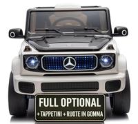 TOYSCAR Auto Elettrica per Bambini Mercedes EQG 63 Concept 12V Ruote in Gomma Full Optional Sedile Pelle,Tappetino, Porte Apribili Telecomando (Bianco Perla)