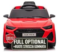 TOYSCAR Macchina Elettrica per Bambini Audi RS6 Full Optional Auto Elettrica per Bambini Telecomandata Sedile in Pelle Porte Apribili Doppio Motore Elettrico 12V Carico 25 kg