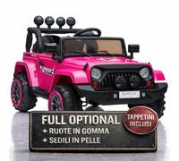 TOYSCAR Macchina Elettrica Per Bambini Fuoristrada Adventure Full Optional TAPPETINI e RUOTE IN GOMMA Auto Elettrica Per Bambini Telecomandata Sedile In Pelle Porte Apribili Doppio Motore12V