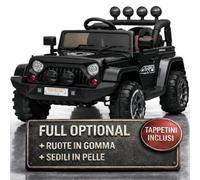 TOYSCAR Macchina Elettrica Per Bambini Fuoristrada Adventure Full Optional TAPPETINI e RUOTE IN GOMMA Auto Elettrica Per Bambini Telecomandata Sedile In Pelle Porte Apribili Doppio Motore12V