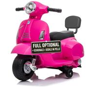 TOYSCAR Moto Elettrica Scooter per Bambini Mini Vespa GTS Piaggio 6V con Schienale Sedile in Pelle Luci Suoni (Rosa)