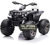 TOYSCAR Super Quad Elettrico per Bambini 12V ATV off-Road 4 x 4 Motori 12v Full Optional Batteria Potenziata 14AH Sospensioni (Bianco)