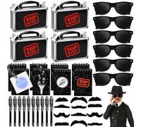 Toyssa 44 pezzi Penna Invisibile Gadget Compleanno Bambini Penna Invisibile con Luce Quaderni Scatole per feste Baffi Occhiali da Sole Penna Spia Gioco di Ruolo Regalini Fine Festa Compleanno Bambini