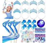 Toyssa Frozen Gadget Compleanno Bambini Elsa Creativi Bacchette a Nastro Fascia per Capelli Braccialetti Anelli Luminosi Adesivi Elsa Principessa Regalini Fine Festa Compleanno per Bambini