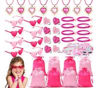 Toyssa Rosa Gadget Compleanno Bambini Bambina, Regalini Fine Festa Compleanno con Bicchieri da Festa Sacchetto Regalo Collana Braccialetto Squillo Adesivo, Pignatta Regalo per Bambina